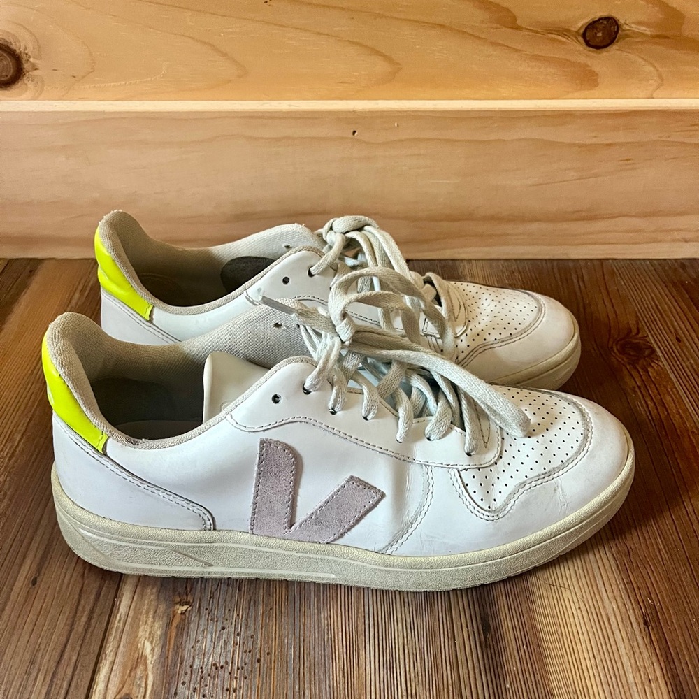 Veja V-10 White Sneakers with Colorful Accents